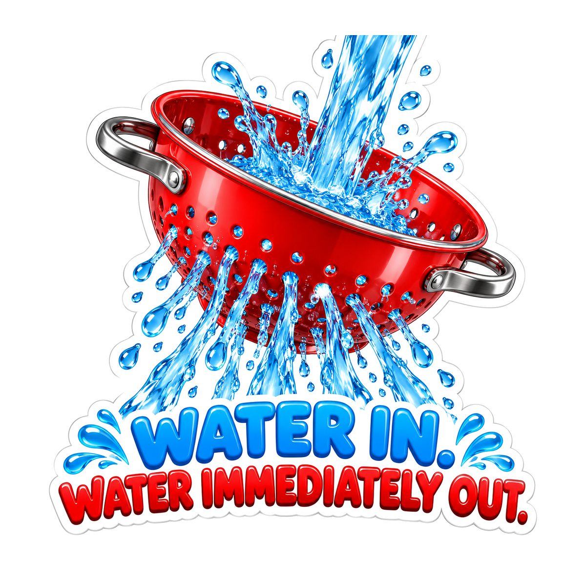 Red Colander Water In Water Out Quote Art Vinyl Decal Stickers