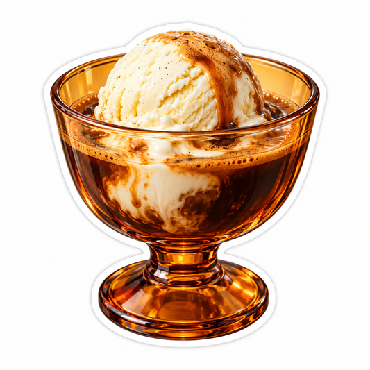Vanilla Scoop in Amber Coffee Dessert Bowl Vinyl Decal Stickers