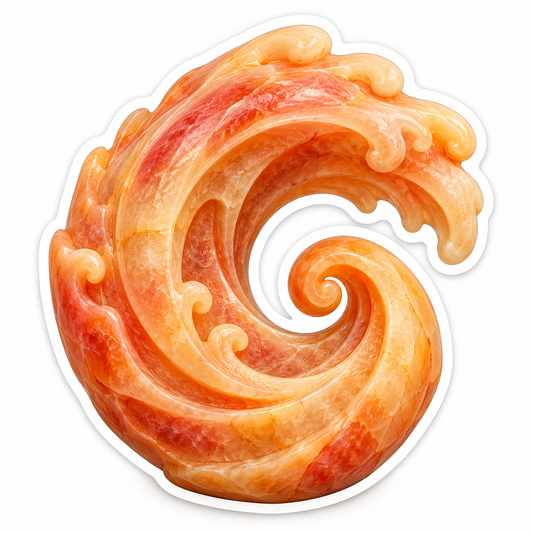 Carved Peach Stone Curling Ocean Wave Vinyl Decal Stickers