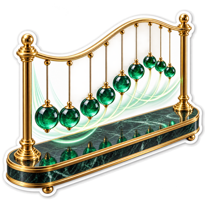 Green Pendulum Balls on Gold Wave Frame Art Vinyl Decal Stickers