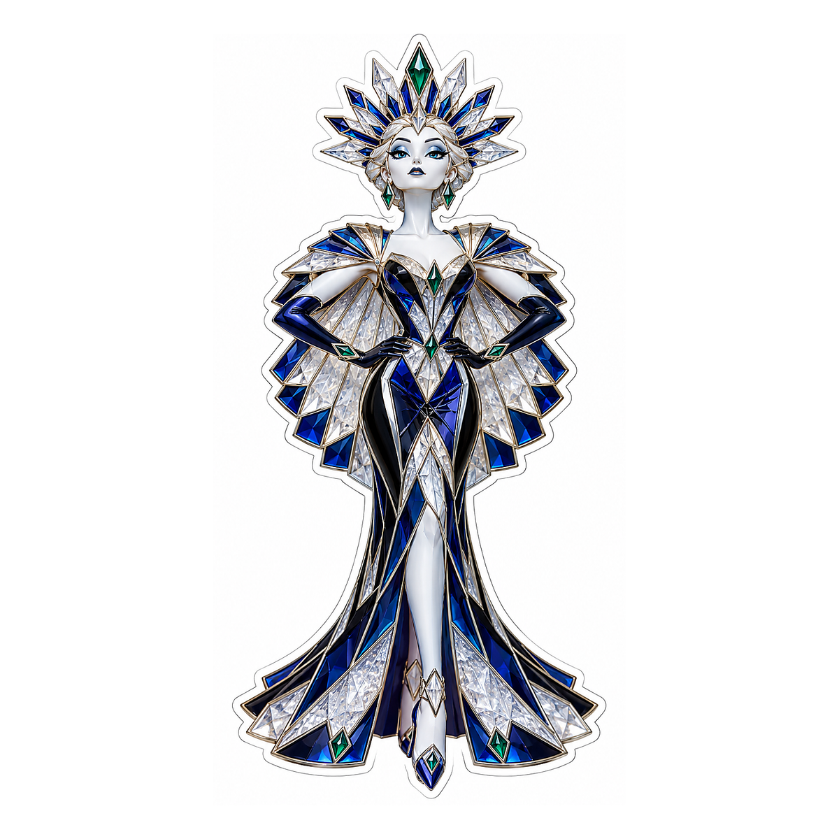 Regal Figure in Navy Geometric Gown Vinyl Decal Stickers