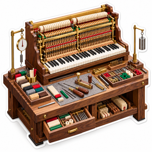 Exposed Piano Action Repair Workbench Art Vinyl Decal Stickers