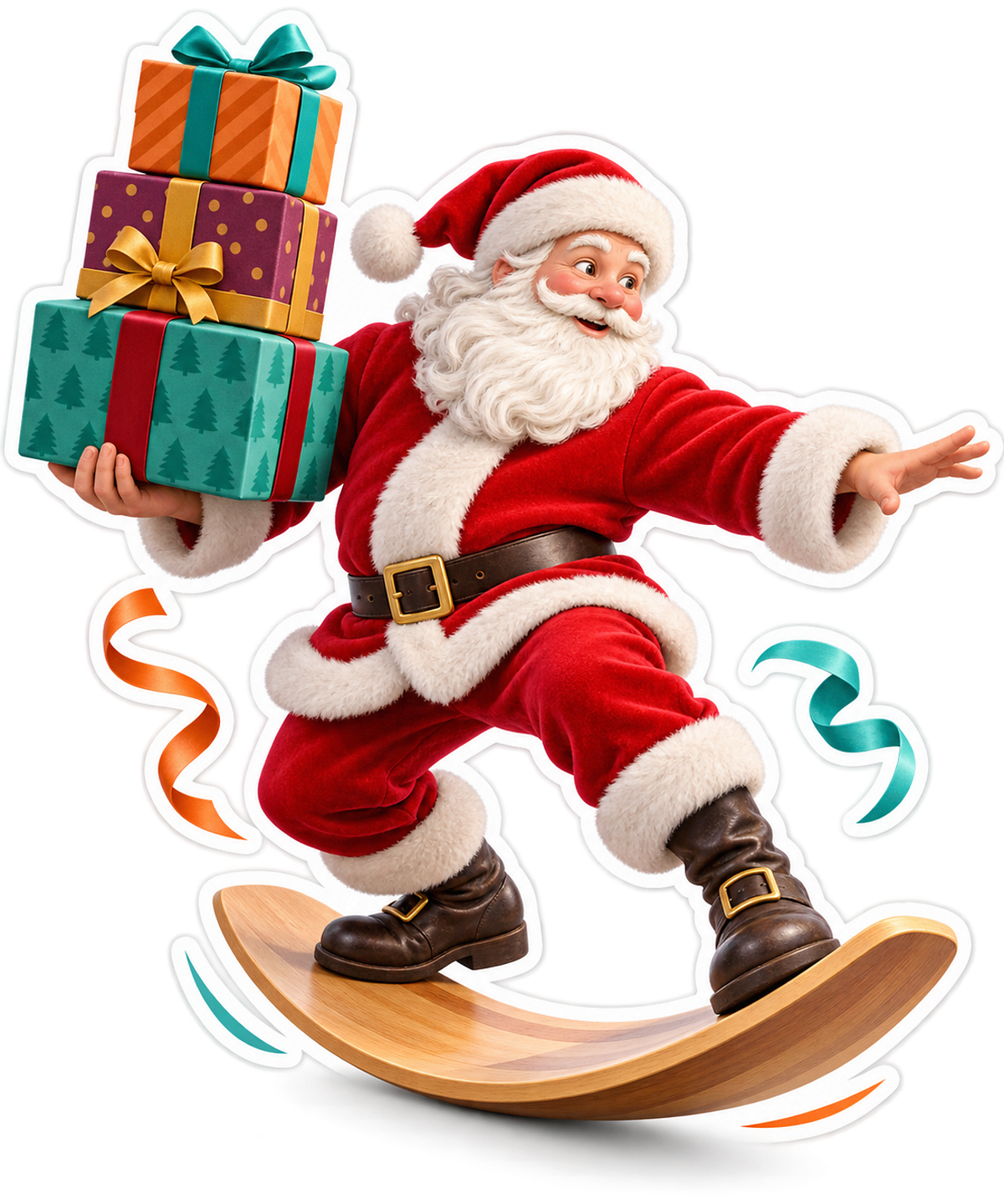 Santa Balancing Gift Stack Art Vinyl Decal Stickers