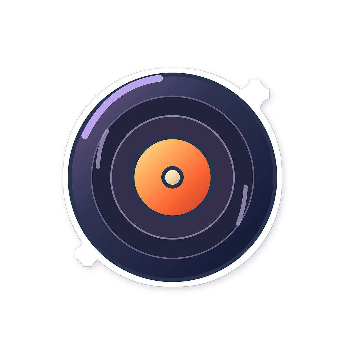 Black Record With Orange Center Art Vinyl Decal Stickers