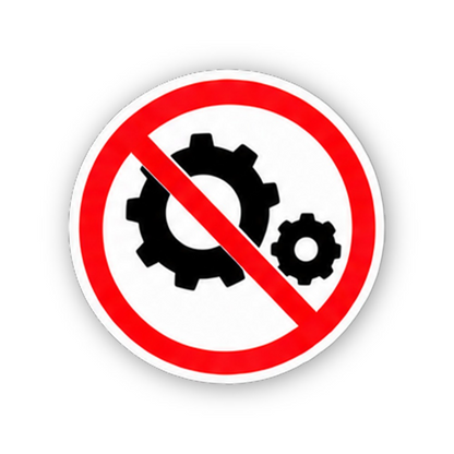 Red Crossed Pair Of Gears Circle Vinyl Decal Stickers