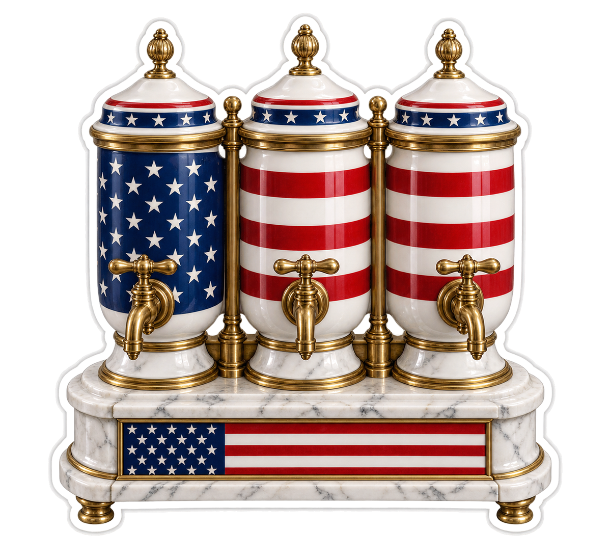USA Flag Three Syrup Dispensers Vinyl Decal Stickers