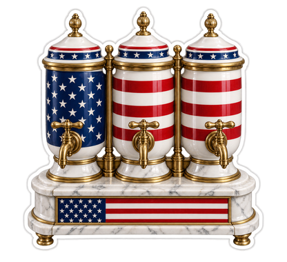 USA Flag Three Syrup Dispensers Vinyl Decal Stickers