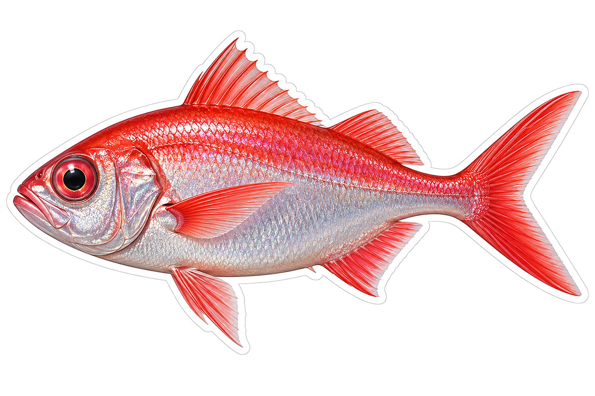 Red Silver Slender Forked Tail Fish Art Vinyl Decal Stickers