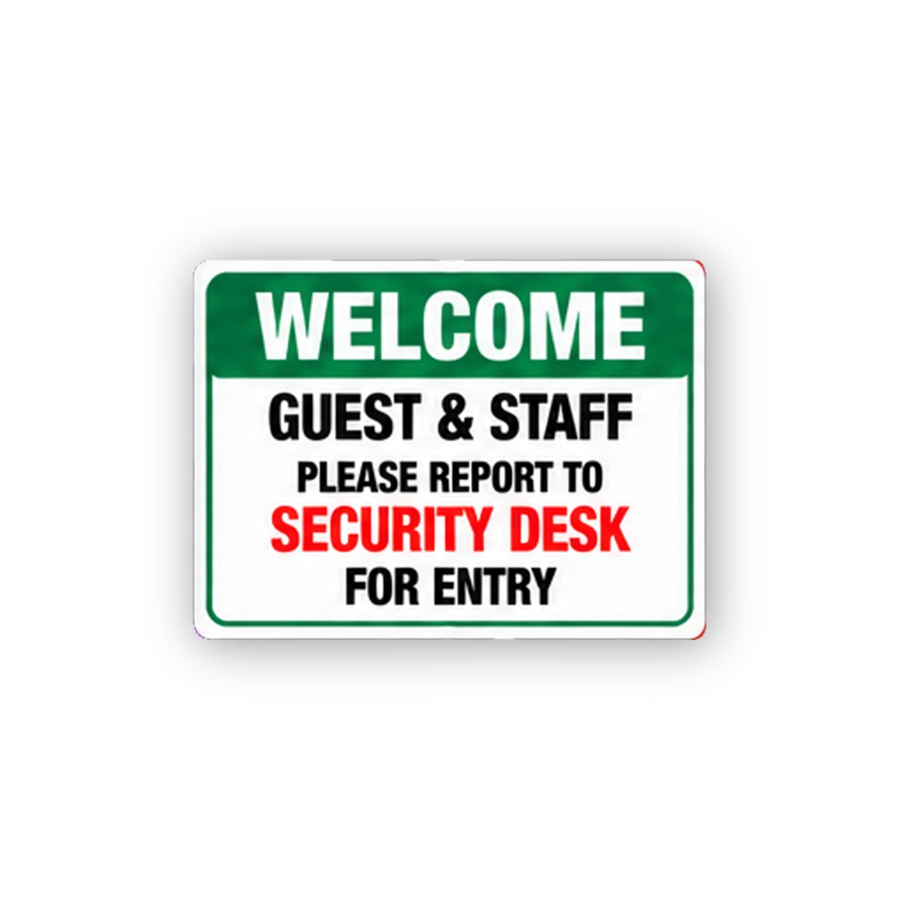 Green Welcome Security Desk Text Panel Vinyl Decal Stickers