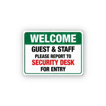 Green Welcome Security Desk Text Panel Vinyl Decal Stickers