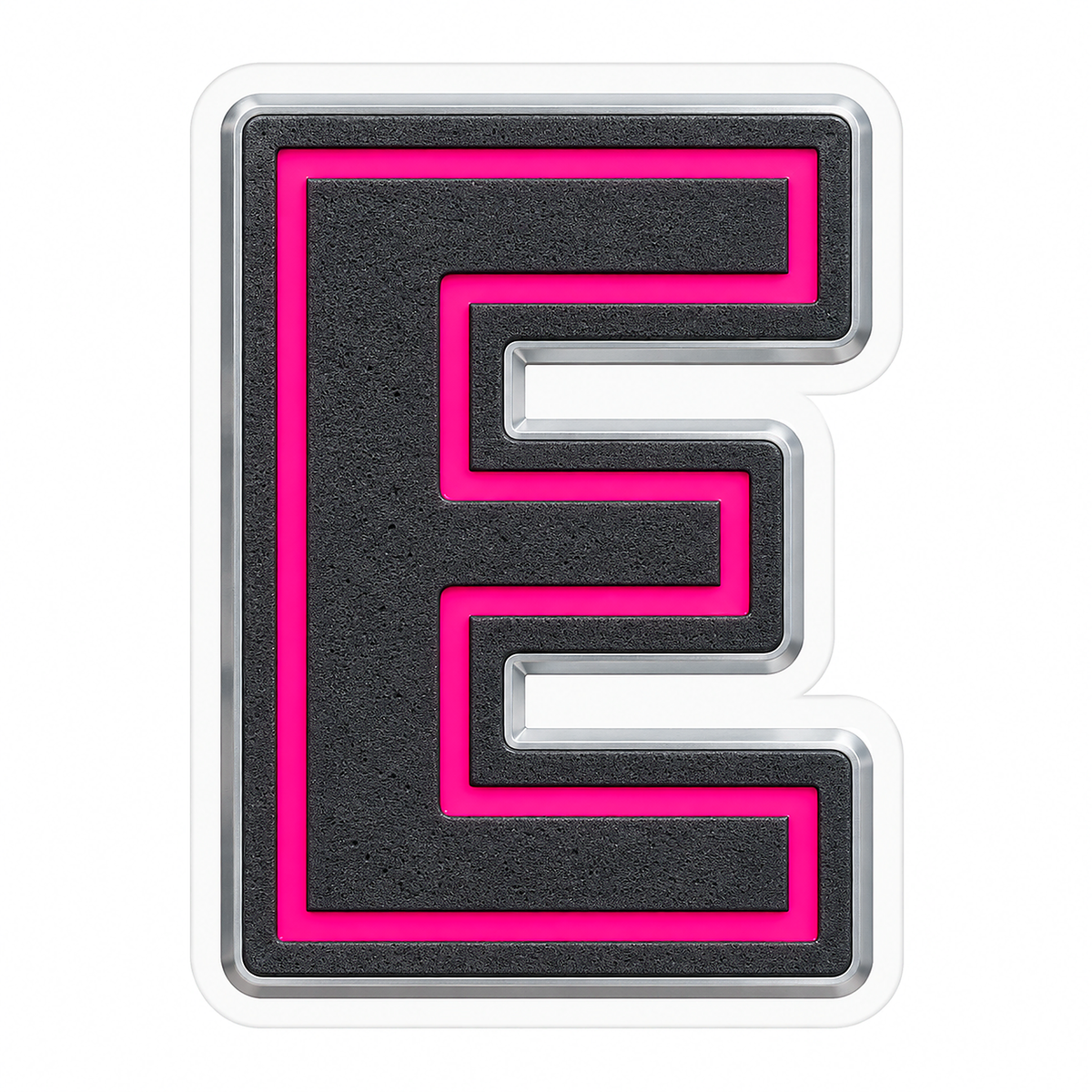 Charcoal Pixel Letter E with Pink Line Art Vinyl Decal Stickers