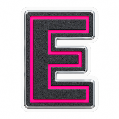 Charcoal Pixel Letter E with Pink Line Art Vinyl Decal Stickers