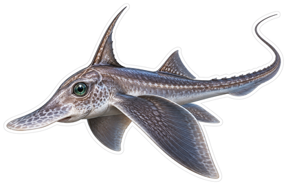Gray Wide Snouted Fish with Winglike Fins Vinyl Decal Stickers