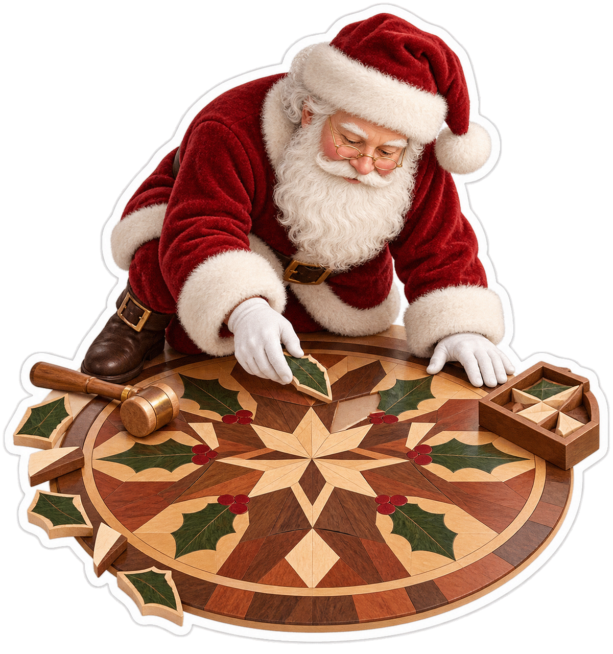 Santa Laying Wooden Star Pattern Art Vinyl Decal Stickers