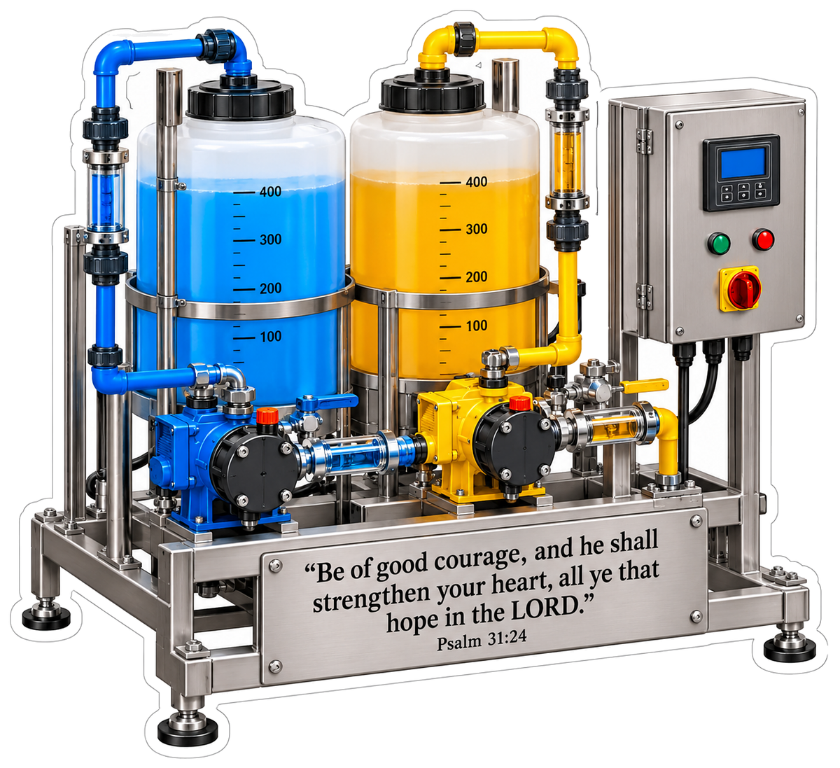 Blue and Yellow Liquid Tanks Scripture Art Vinyl Decal Stickers