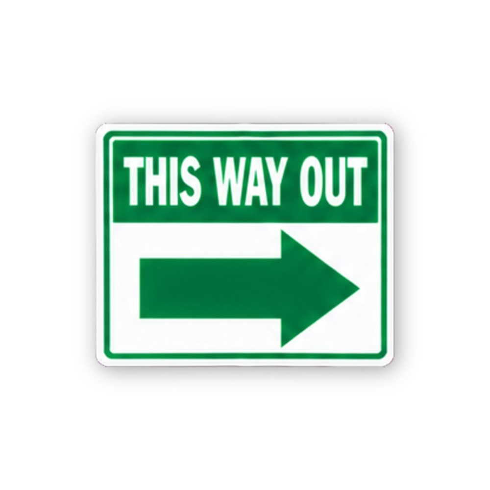 Green This Way Out Right Arrow Panel Vinyl Decal Stickers