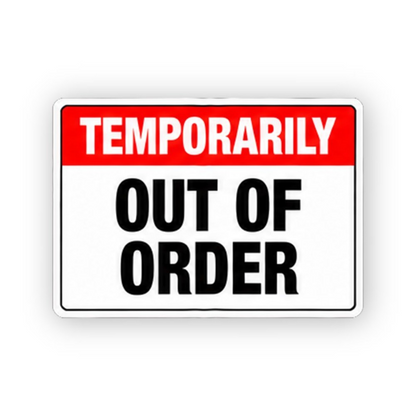 Red Temporarily Out Of Order Panel Vinyl Decal Stickers