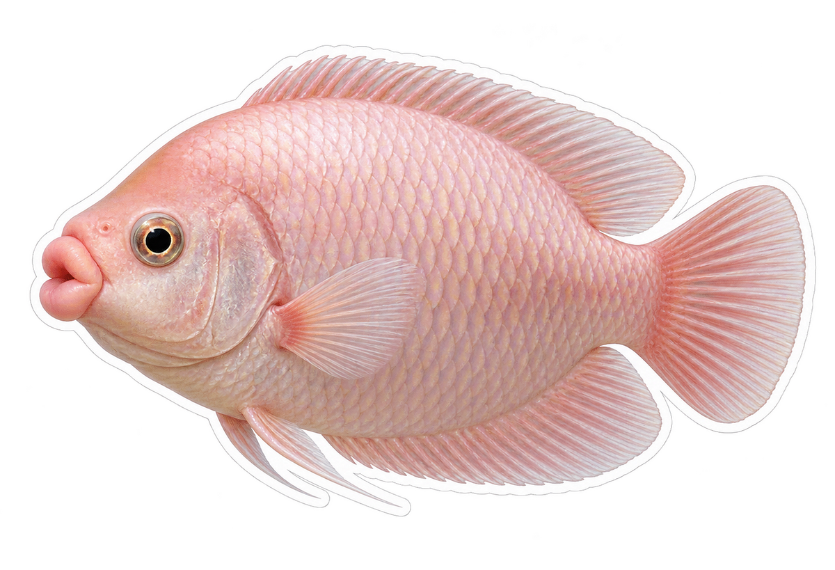 Pink Fish with Rounded Lips Art Vinyl Decal Stickers