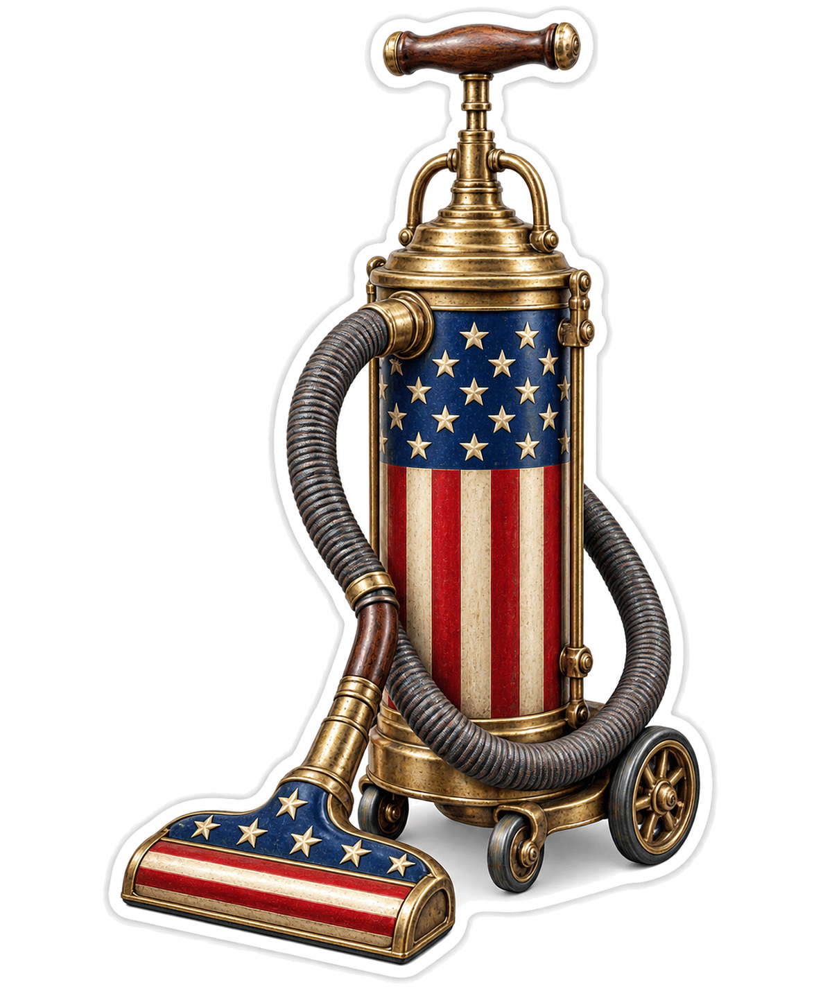 US Flag Hand Pump Vacuum Art Vinyl Decal Stickers