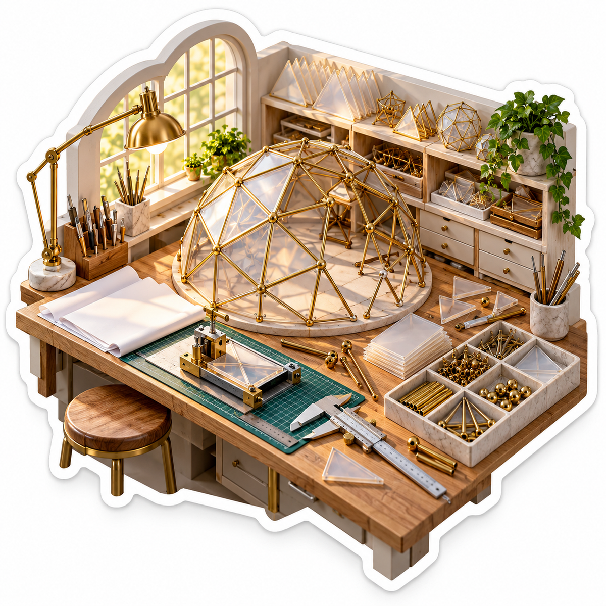 Geometric Glass Terrarium Workshop Art Vinyl Decal Stickers