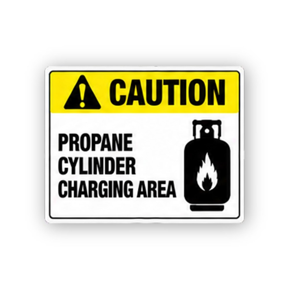 Yellow Propane Charging Flame Cylinder Panel Vinyl Decal Stickers