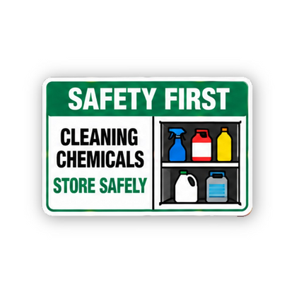 Green Safety First Cleaning Bottle Cabinet Panel Vinyl Decal Stickers