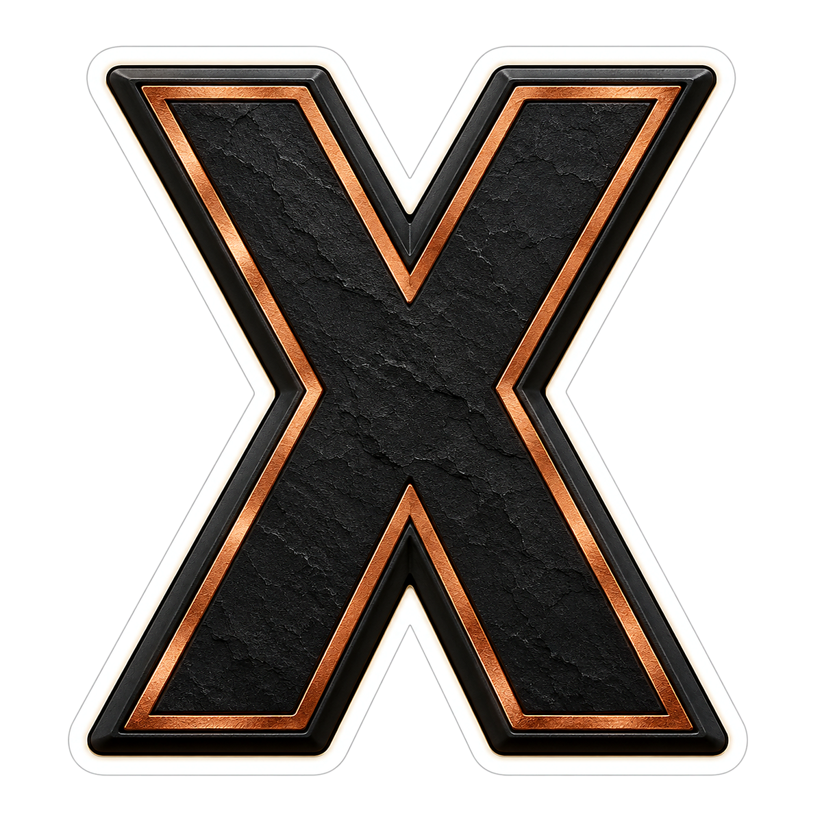 Black Slate Copper Trim Letter X Vinyl Decal Stickers