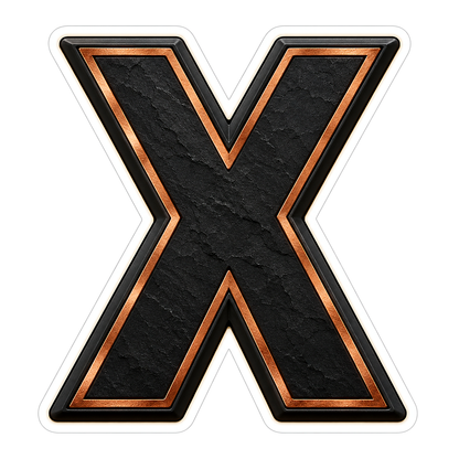 Black Slate Copper Trim Letter X Vinyl Decal Stickers