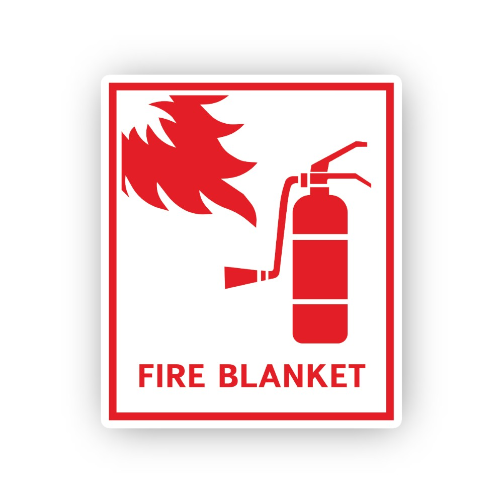 Red Extinguisher Flame Blanket Text Portrait Vinyl Decal Stickers