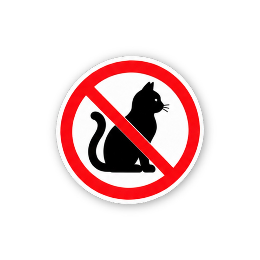 Red Crossed Sitting Cat Circle Vinyl Decal Stickers