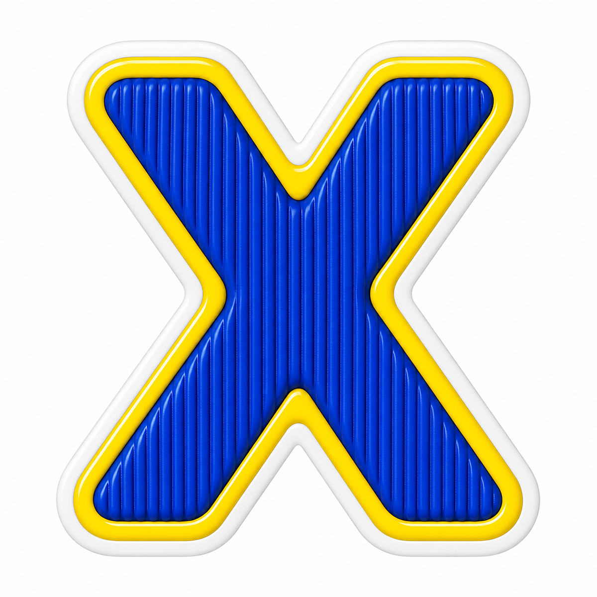 Blue Ribbed Letter X with Yellow Border Vinyl Decal Stickers
