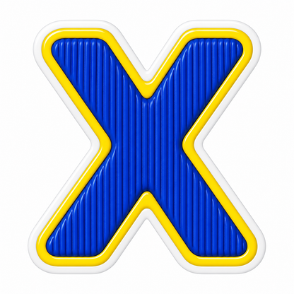 Blue Ribbed Letter X with Yellow Border Vinyl Decal Stickers