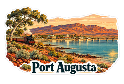 Port Augusta Coastal Train and Desert Hills Vinyl Decal Stickers