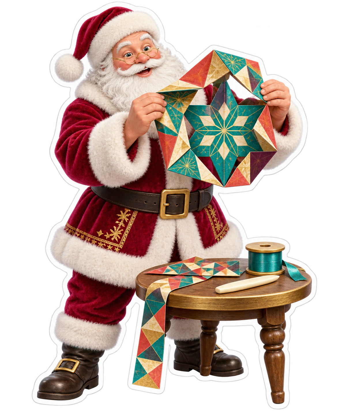 Santa Folding Geometric Star Paper Art Vinyl Decal Stickers