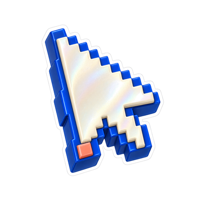Pearl Pixel Cursor with Blue Edge Art Vinyl Decal Stickers