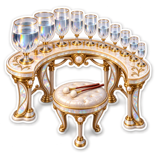 Crystal Glass Musical Goblets on Pearl Table Vinyl Decal Stickers