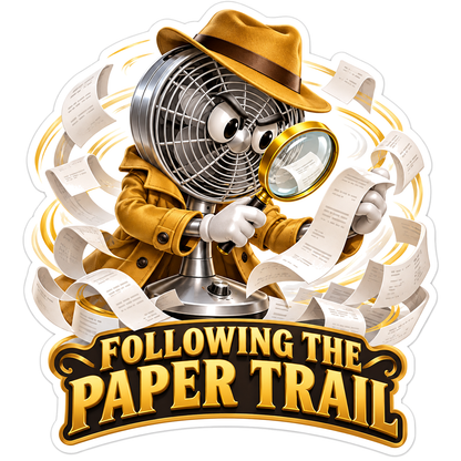Detective Fan Following Flying Paper Sheets Vinyl Decal Stickers