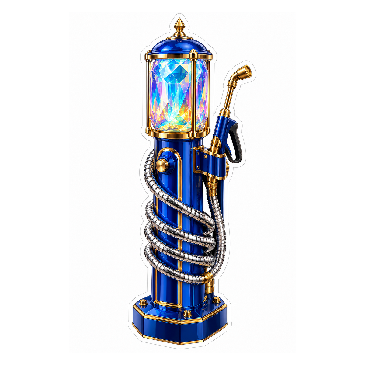 Blue Crystal Tower Coiled Hose Sprayer Art Vinyl Decal Stickers