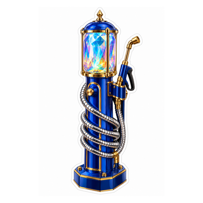 Blue Crystal Tower Coiled Hose Sprayer Art Vinyl Decal Stickers