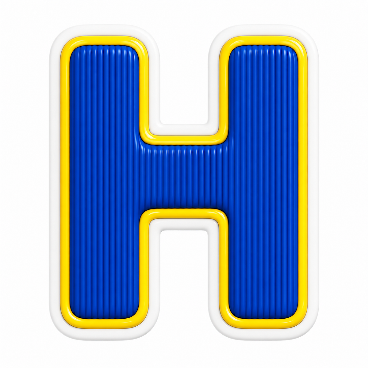 Blue Ribbed Yellow Border Letter H Art Vinyl Decal Stickers