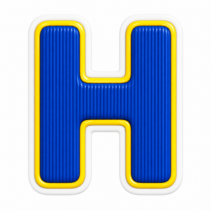 Blue Ribbed Yellow Border Letter H Art Vinyl Decal Stickers