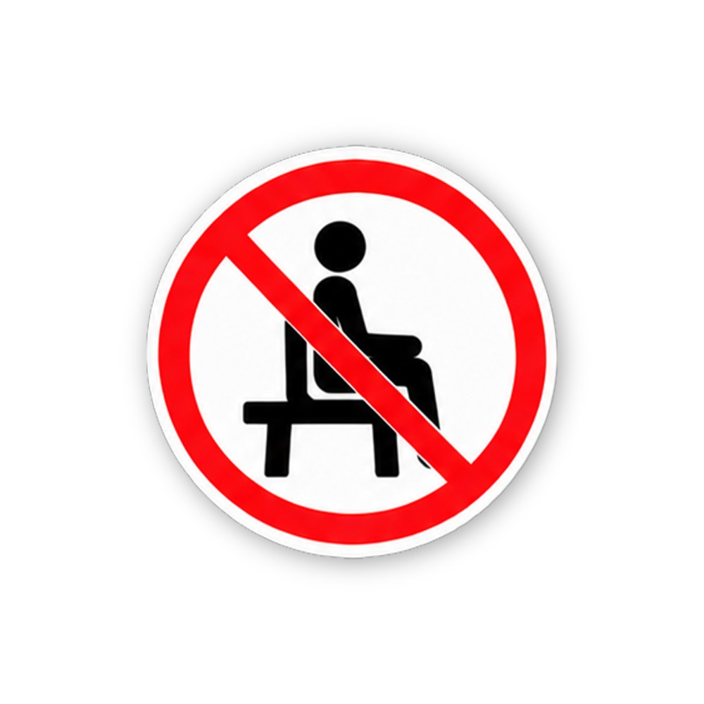 Red Crossed Seated Figure on Chair Circle Vinyl Decal Stickers