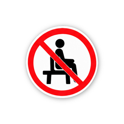 Red Crossed Seated Figure on Chair Circle Vinyl Decal Stickers