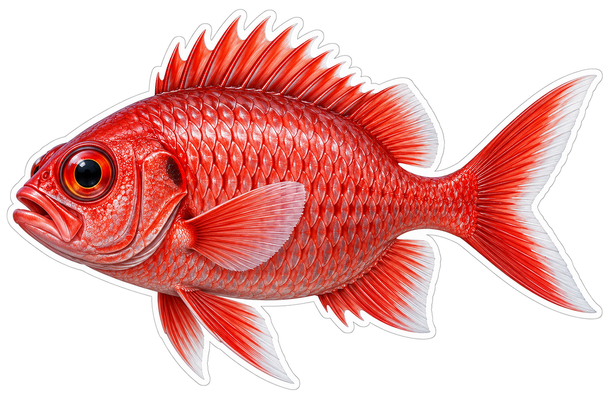 Red White Edged Soldierfish Side View Vinyl Decal Stickers