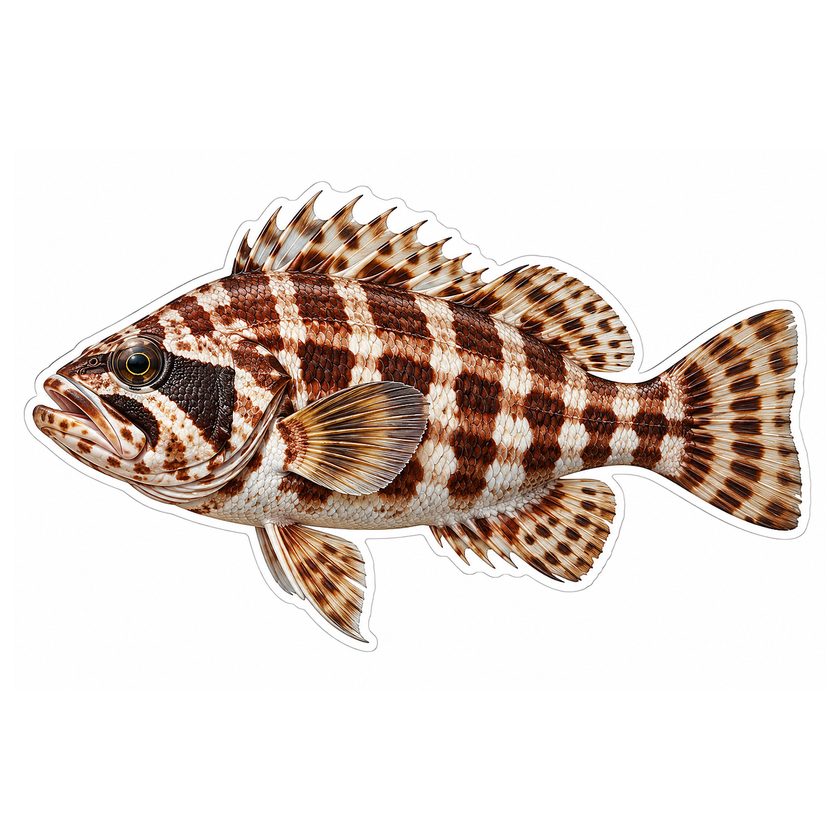 Brown White Harlequin Bass Fish Vinyl Decal Stickers