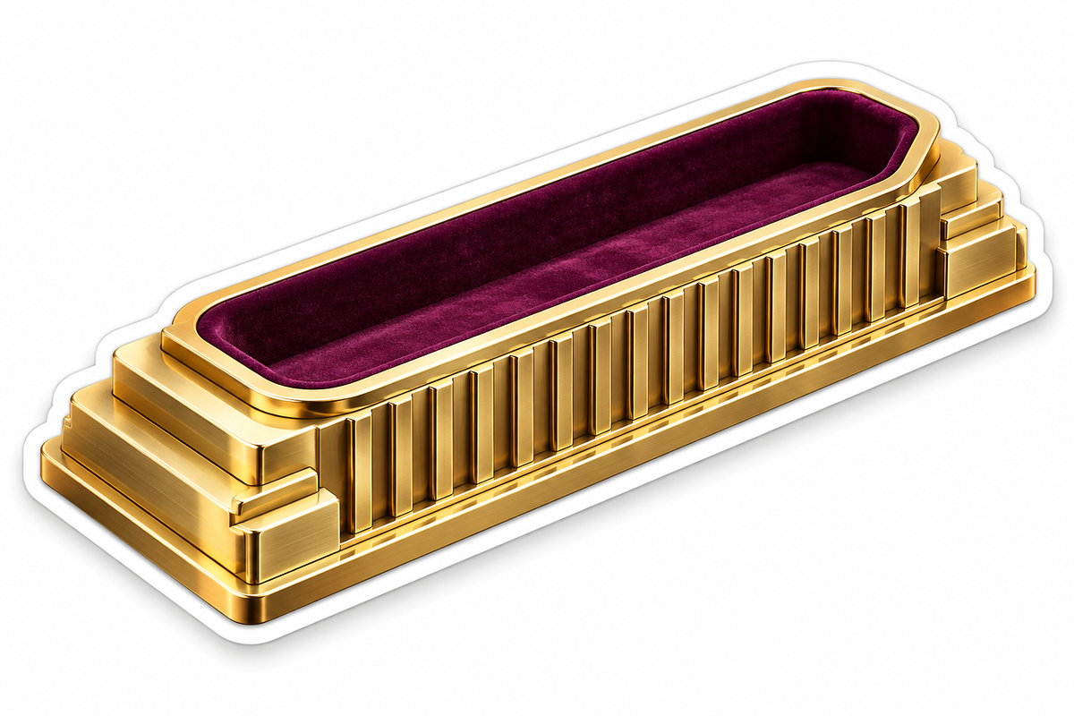 Long Gold Stepped Tray with Burgundy Lining Vinyl Decal Stickers