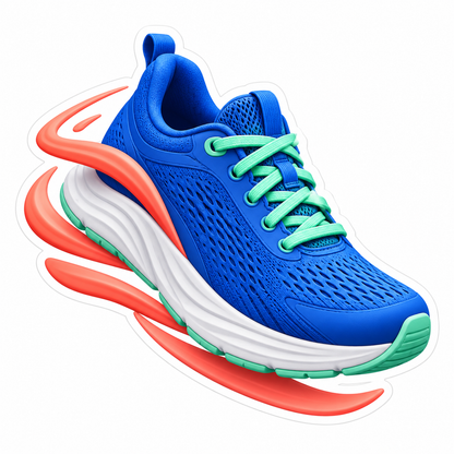 Cobalt Sneaker with Mint Laces and Coral Swirl Vinyl Decal Stickers