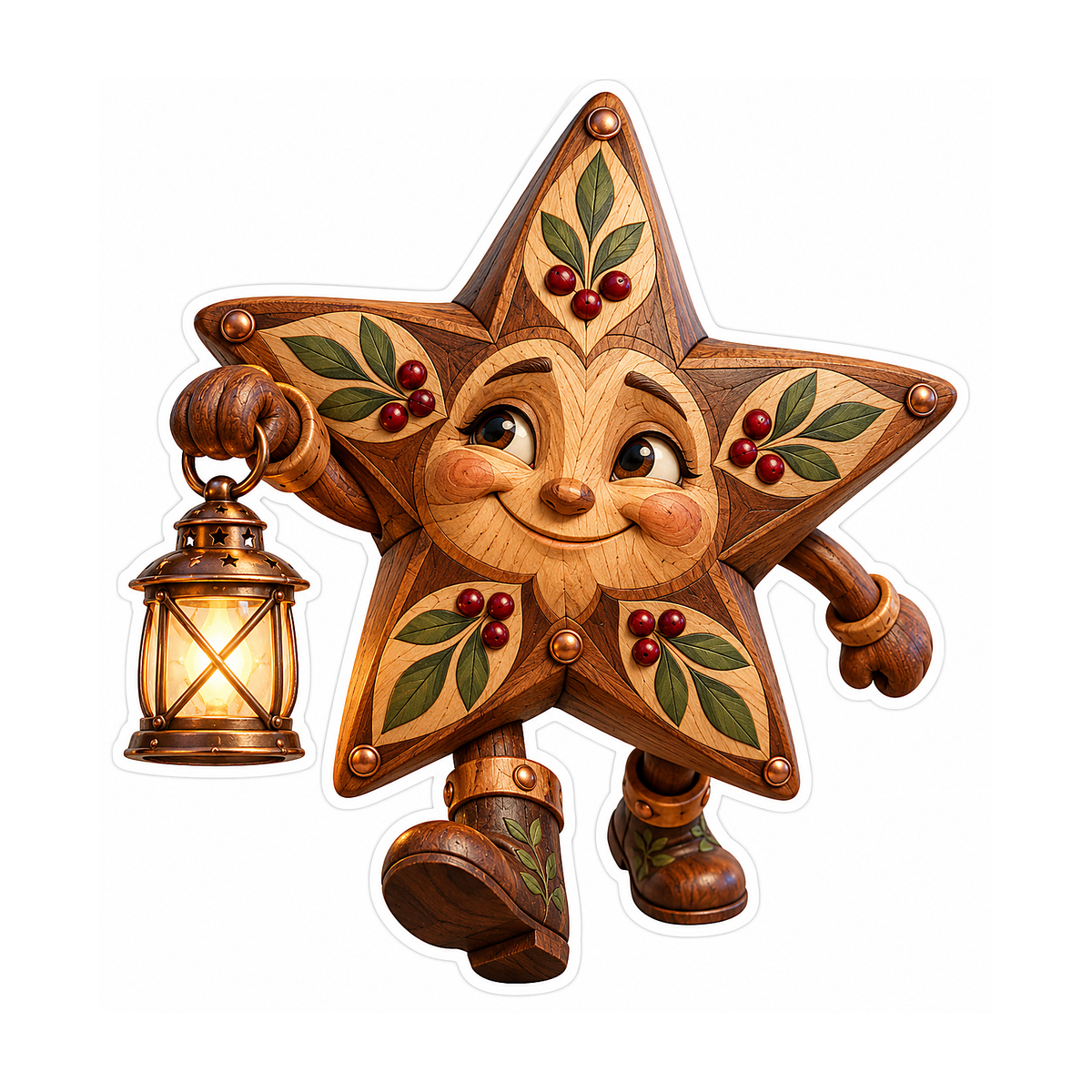 Wooden Star Carrying Lantern Art Vinyl Decal Stickers