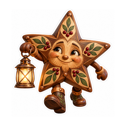 Wooden Star Carrying Lantern Art Vinyl Decal Stickers