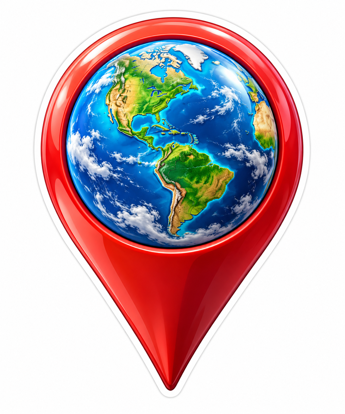 Blue Earth Globe in Red Location Pin Vinyl Decal Stickers